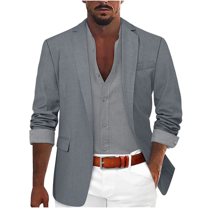 Men's Single Breasted Blazer Notch Lapel Slim Fit Long Sleeve Business Casual Jacket
