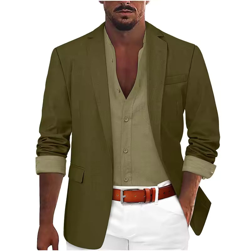 Men's Single Breasted Blazer Notch Lapel Slim Fit Long Sleeve Business Casual Jacket