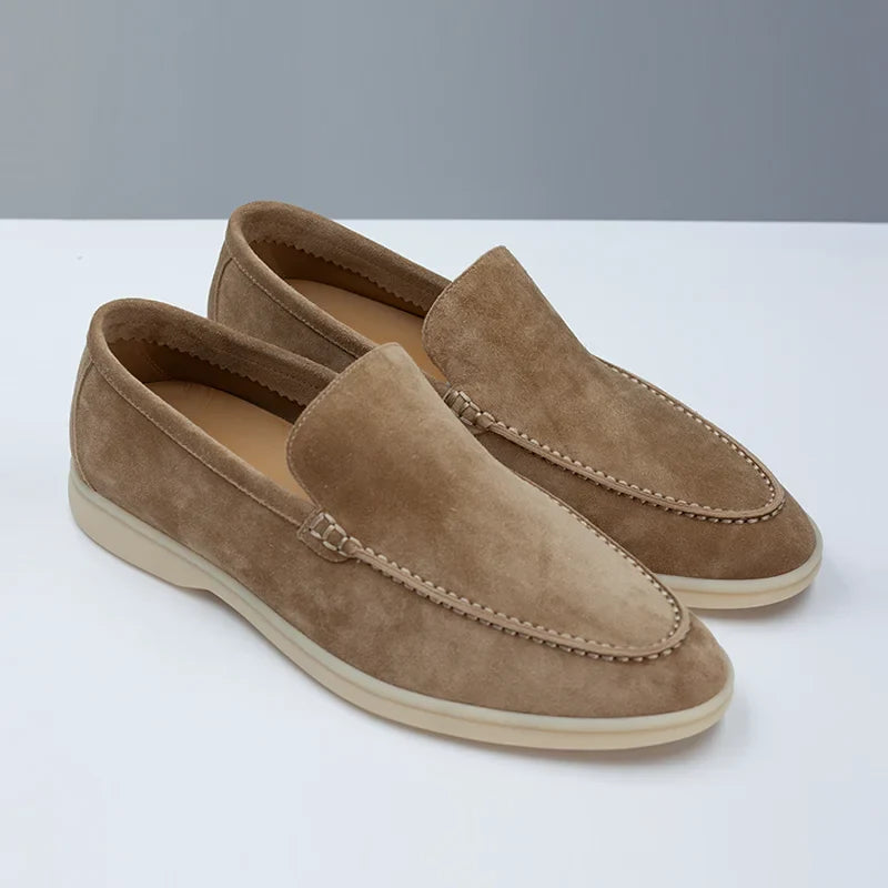 Men's Suede-Look Slip-On Loafers Lightweight Comfortable Casual Flat Shoes