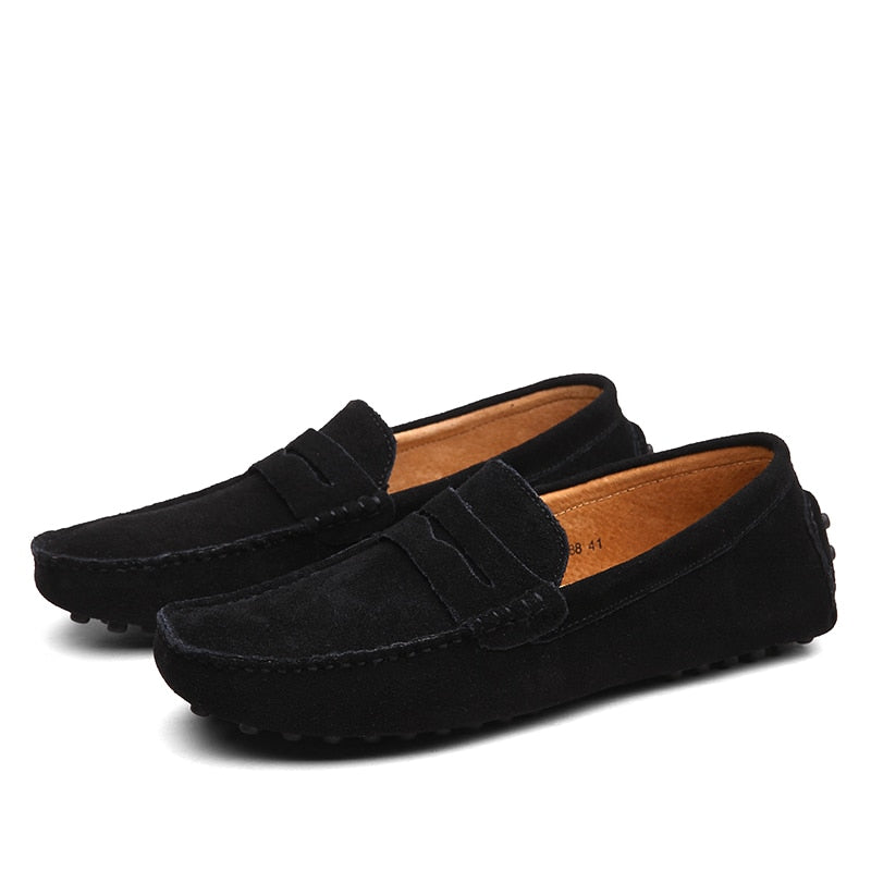 Suede Loafers Upper Slip On Stitched Sole Smart Casual Everyday