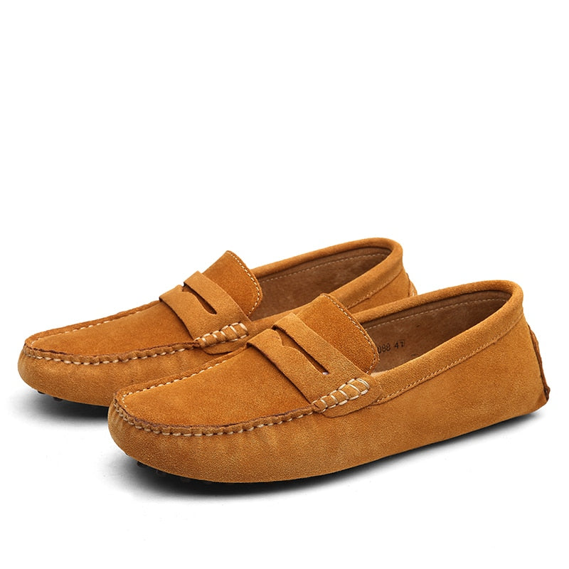 Suede Loafers Upper Slip On Stitched Sole Smart Casual Everyday