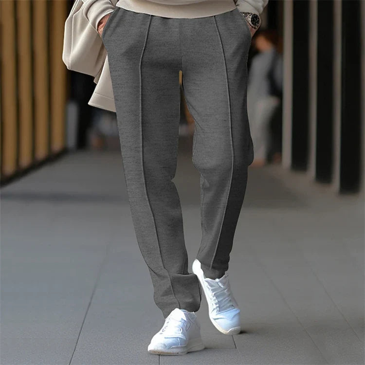 Men's Pleated Jogger Pants Elastic Waist Drawstring Ankle Cuff Casual Trousers