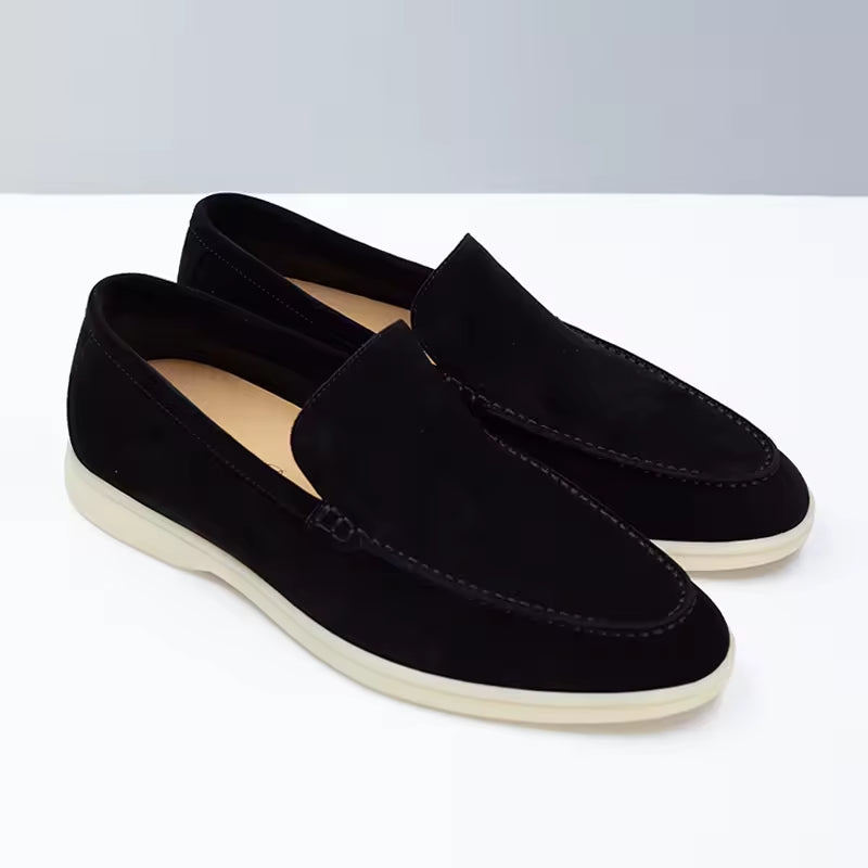 Men's Suede-Look Slip-On Loafers Lightweight Comfortable Casual Flat Shoes
