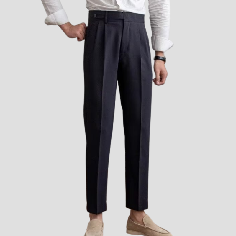 Men's Slim Fit Trousers Woven Fabric Pleated Front
