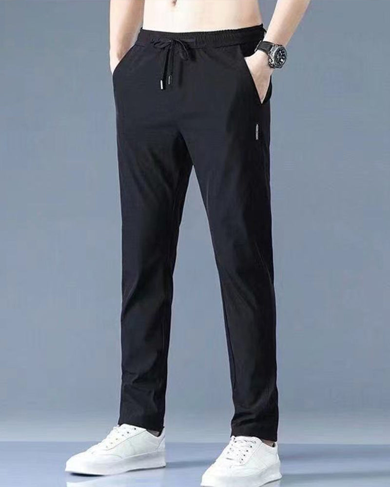 Men's Slim Fit Trousers Woven Fabric Drawstring Waist