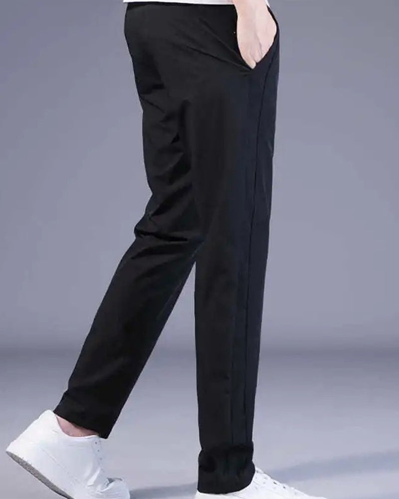Men's Slim Fit Trousers Woven Fabric Drawstring Waist