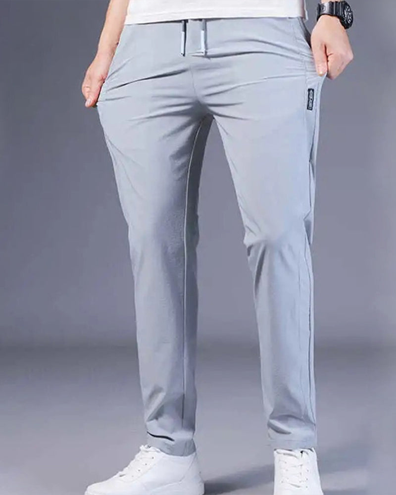 Men's Slim Fit Trousers Woven Fabric Drawstring Waist