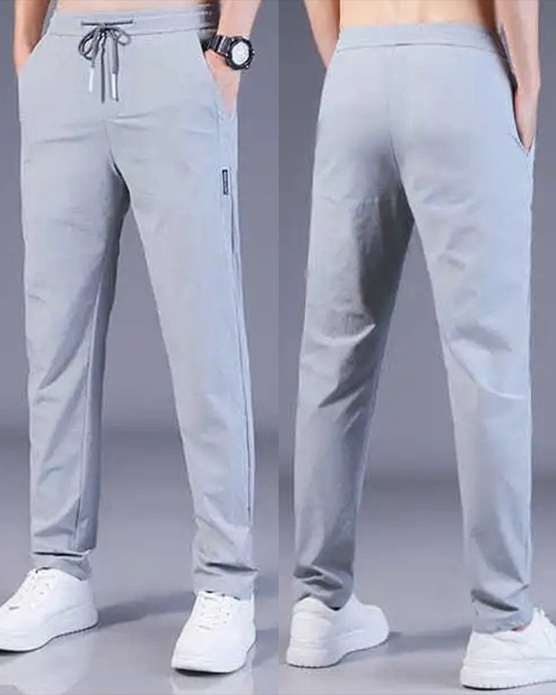 Men's Slim Fit Trousers Woven Fabric Drawstring Waist