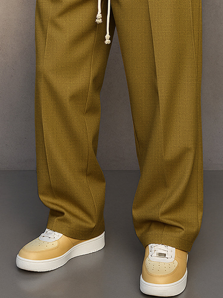 Men's Relaxed Fit Trousers Woven Fabric Elasticated Drawstring Waist