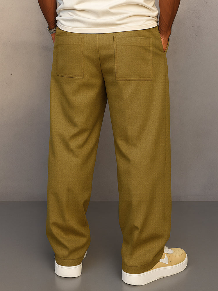 Men's Relaxed Fit Trousers Woven Fabric Elasticated Drawstring Waist