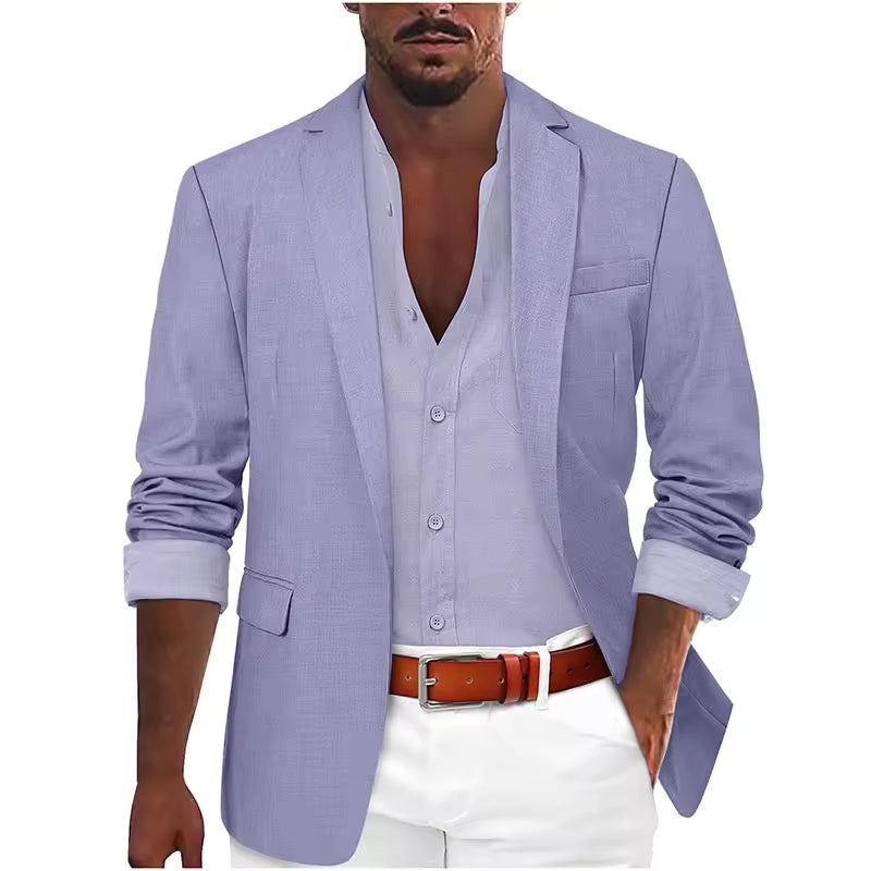 Men's Single Breasted Blazer Notch Lapel Slim Fit Long Sleeve Business Casual Jacket