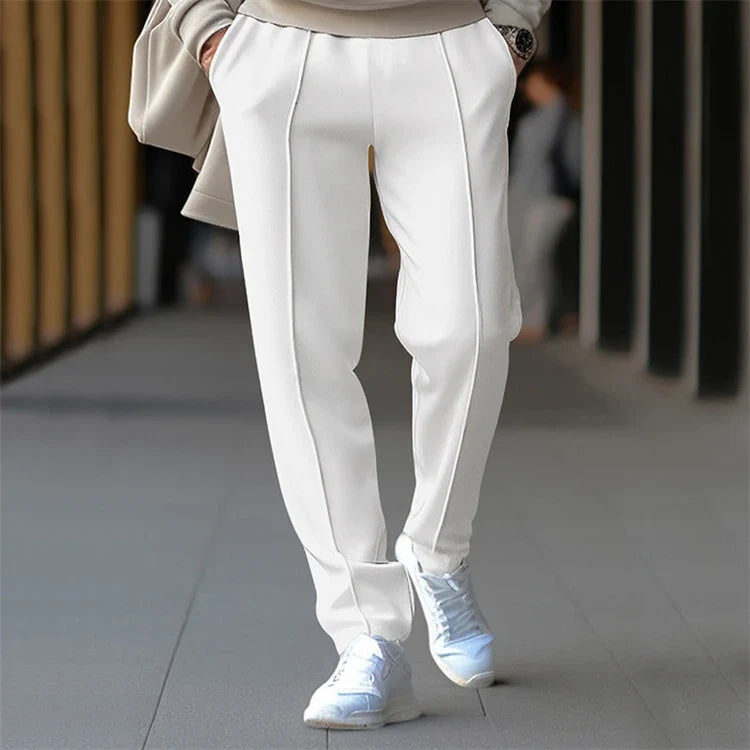 Men's Pleated Jogger Pants Elastic Waist Drawstring Ankle Cuff Casual Trousers