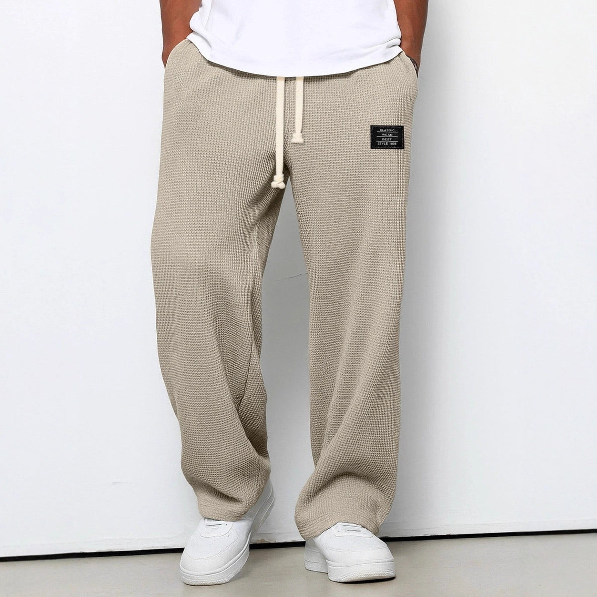 Harvey | Men's Relaxed Straight Trousers with Drawstring Waist and Lace-Up Ankle