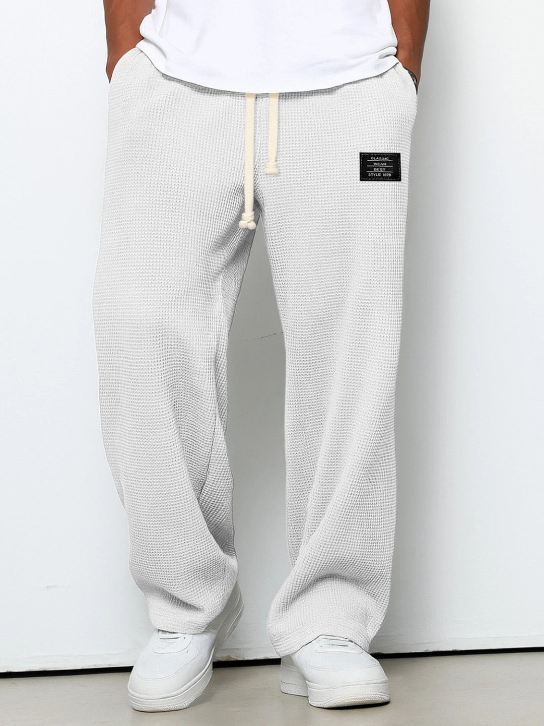 Harvey | Men's Relaxed Straight Trousers with Drawstring Waist and Lace-Up Ankle