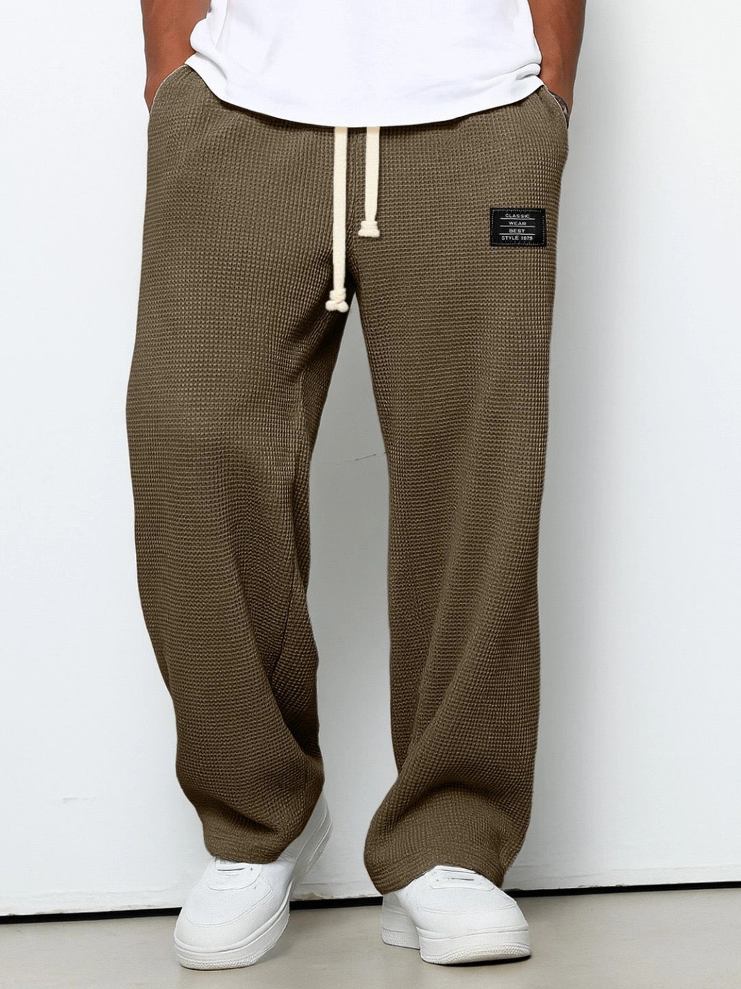 Harvey | Men's Relaxed Straight Trousers with Drawstring Waist and Lace-Up Ankle