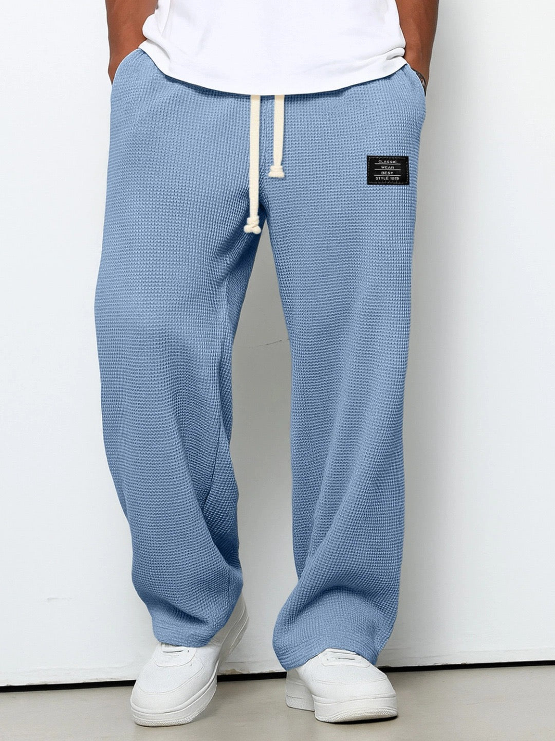 Harvey | Men's Relaxed Straight Trousers with Drawstring Waist and Lace-Up Ankle