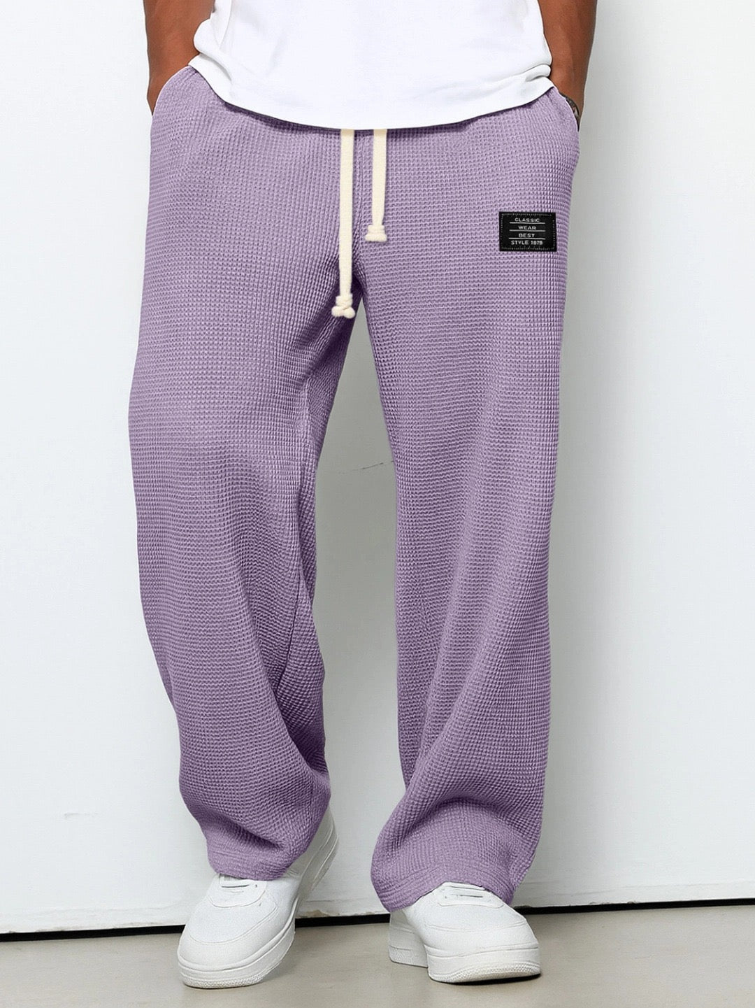 Harvey | Men's Relaxed Straight Trousers with Drawstring Waist and Lace-Up Ankle
