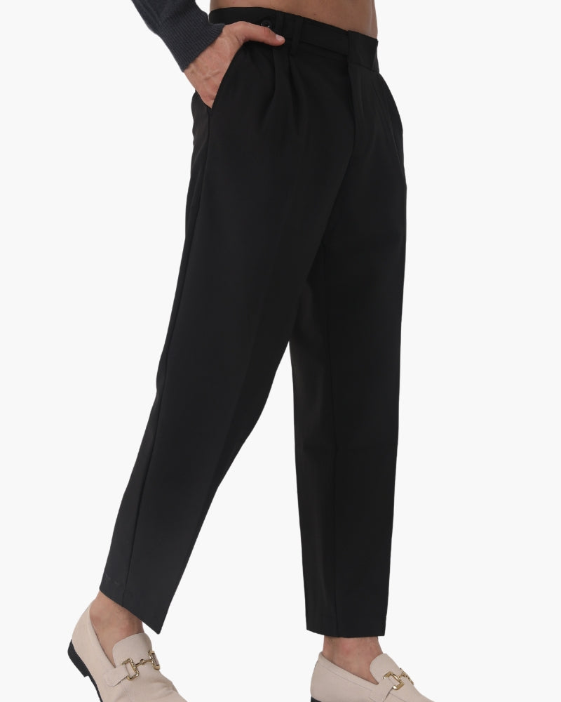 Trousers Silk Cotton Blend High Waist Tailored Fit