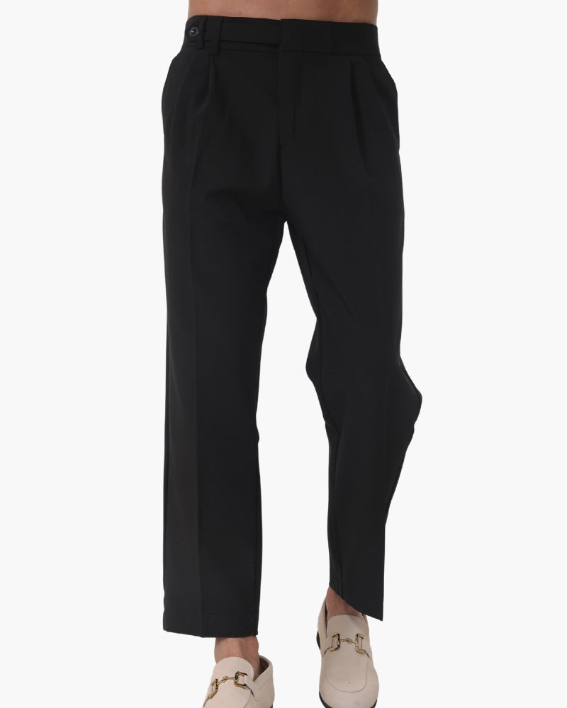 Trousers Silk Cotton Blend High Waist Tailored Fit