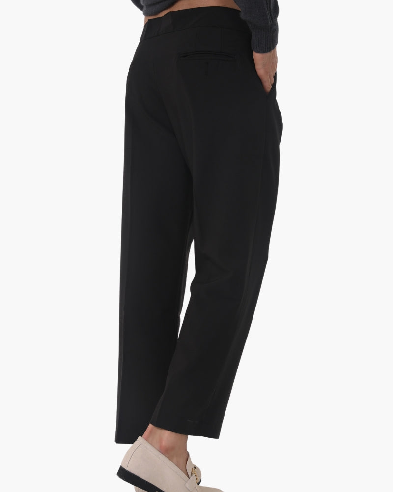 Trousers Silk Cotton Blend High Waist Tailored Fit