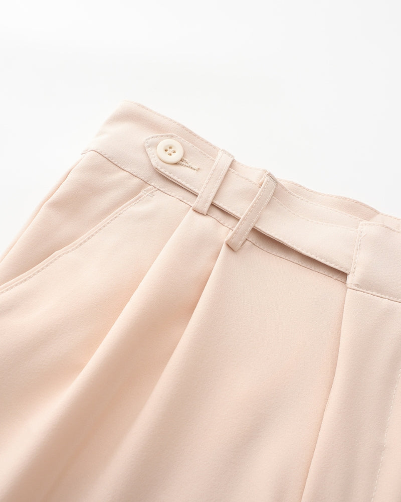 Trousers Silk Cotton Blend High Waist Tailored Fit