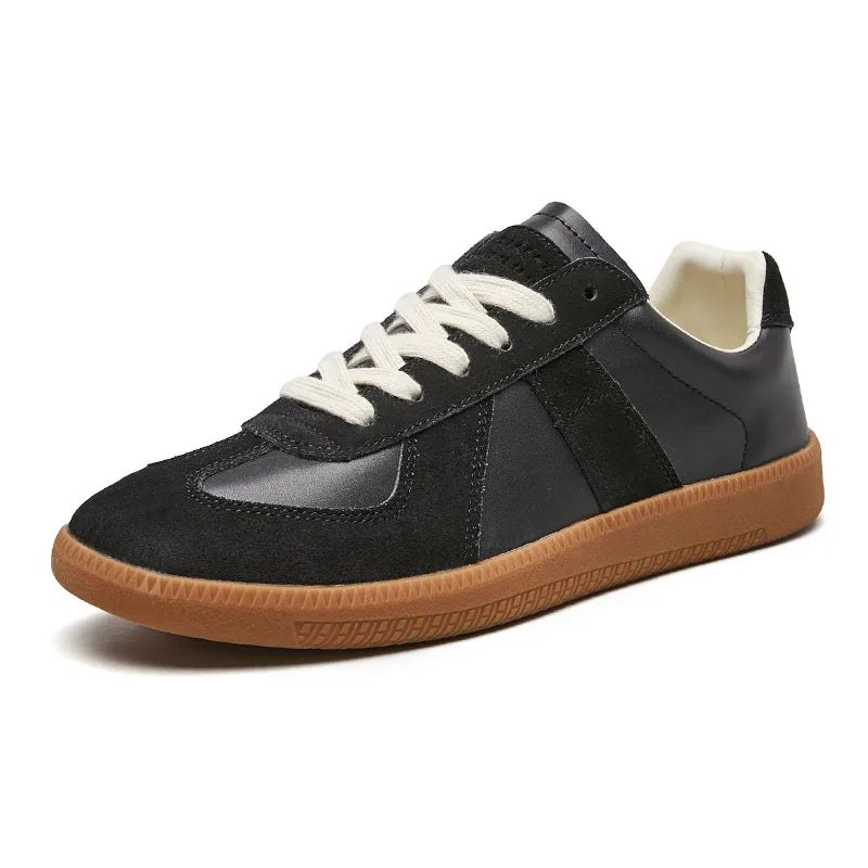 Men's Lace Up Sneakers Suede Panel Contrast Sole Low Top Casual