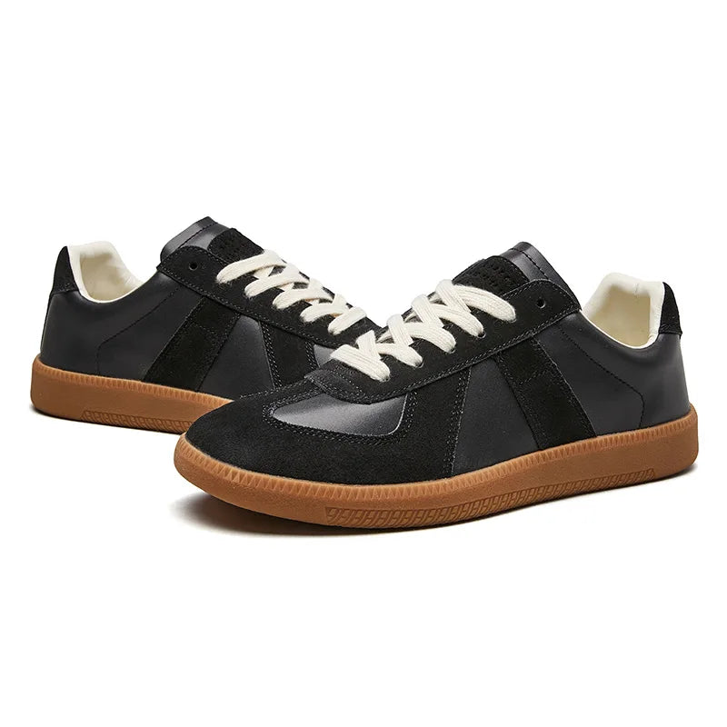 Men's Lace Up Sneakers Suede Panel Contrast Sole Low Top Casual