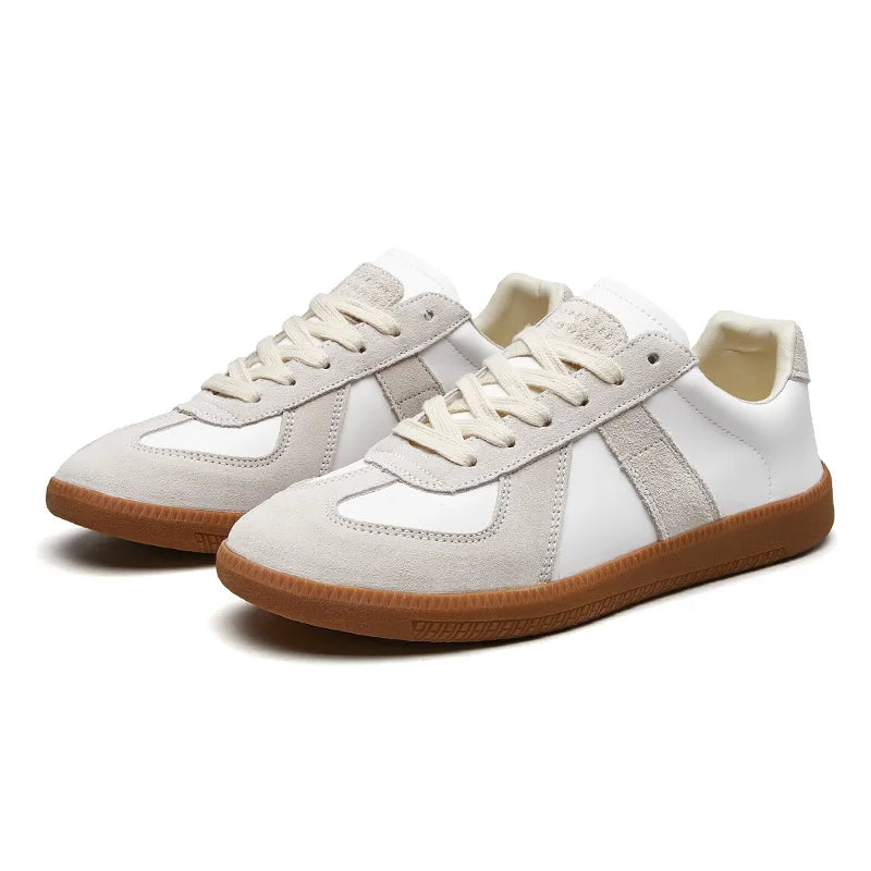Men's Lace Up Sneakers Suede Panel Contrast Sole Low Top Casual