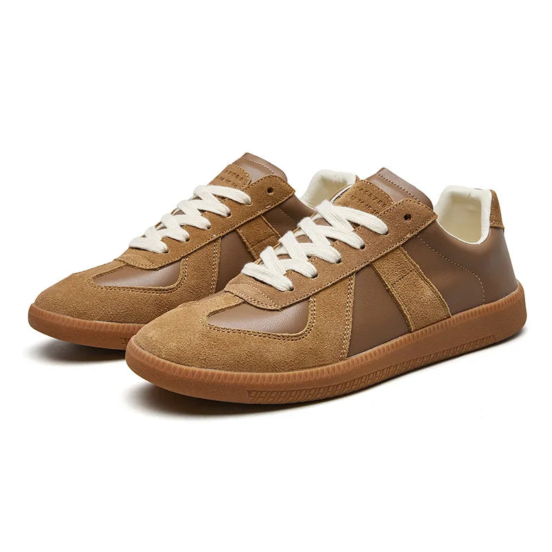 Men's Lace Up Sneakers Suede Panel Contrast Sole Low Top Casual