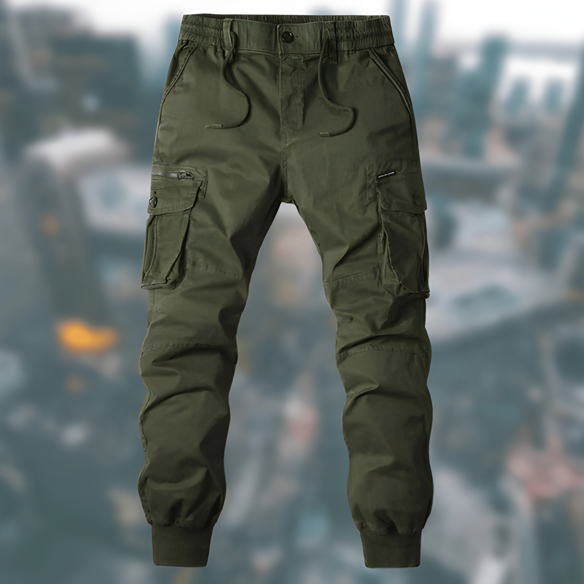 Men's Cargo Pants Woven Fabric Ribbed Cuff Joggers