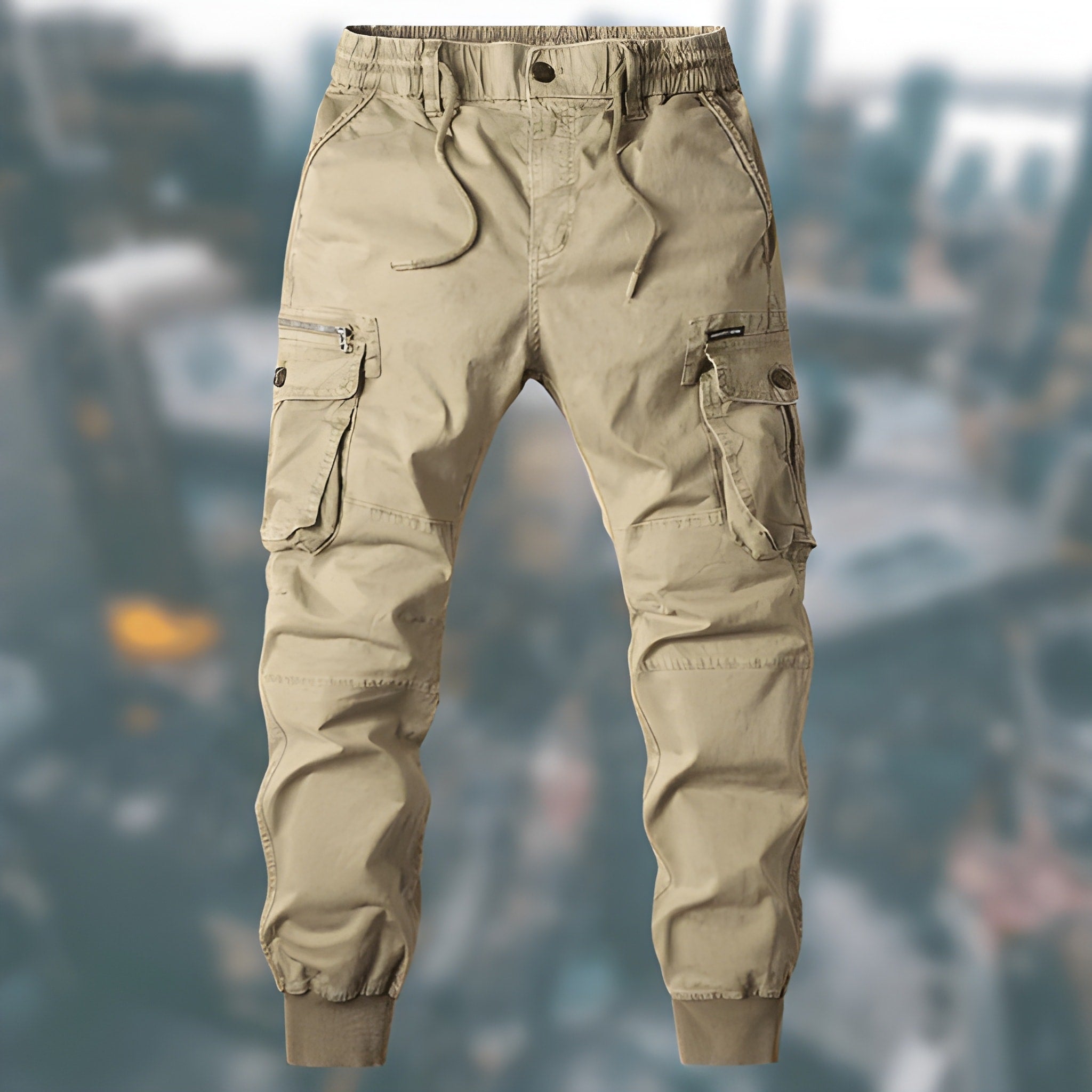 Men's Cargo Pants Woven Fabric Ribbed Cuff Joggers