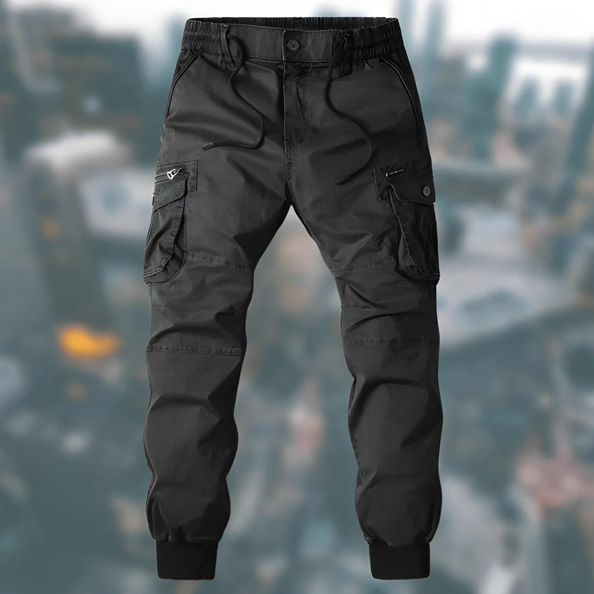 Men's Cargo Pants Woven Fabric Ribbed Cuff Joggers