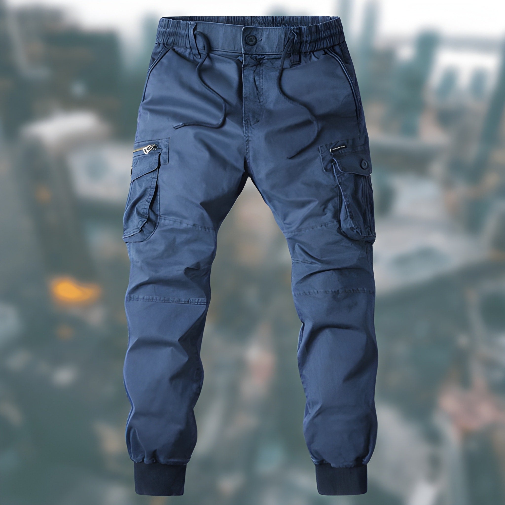 Men's Cargo Pants Woven Fabric Ribbed Cuff Joggers