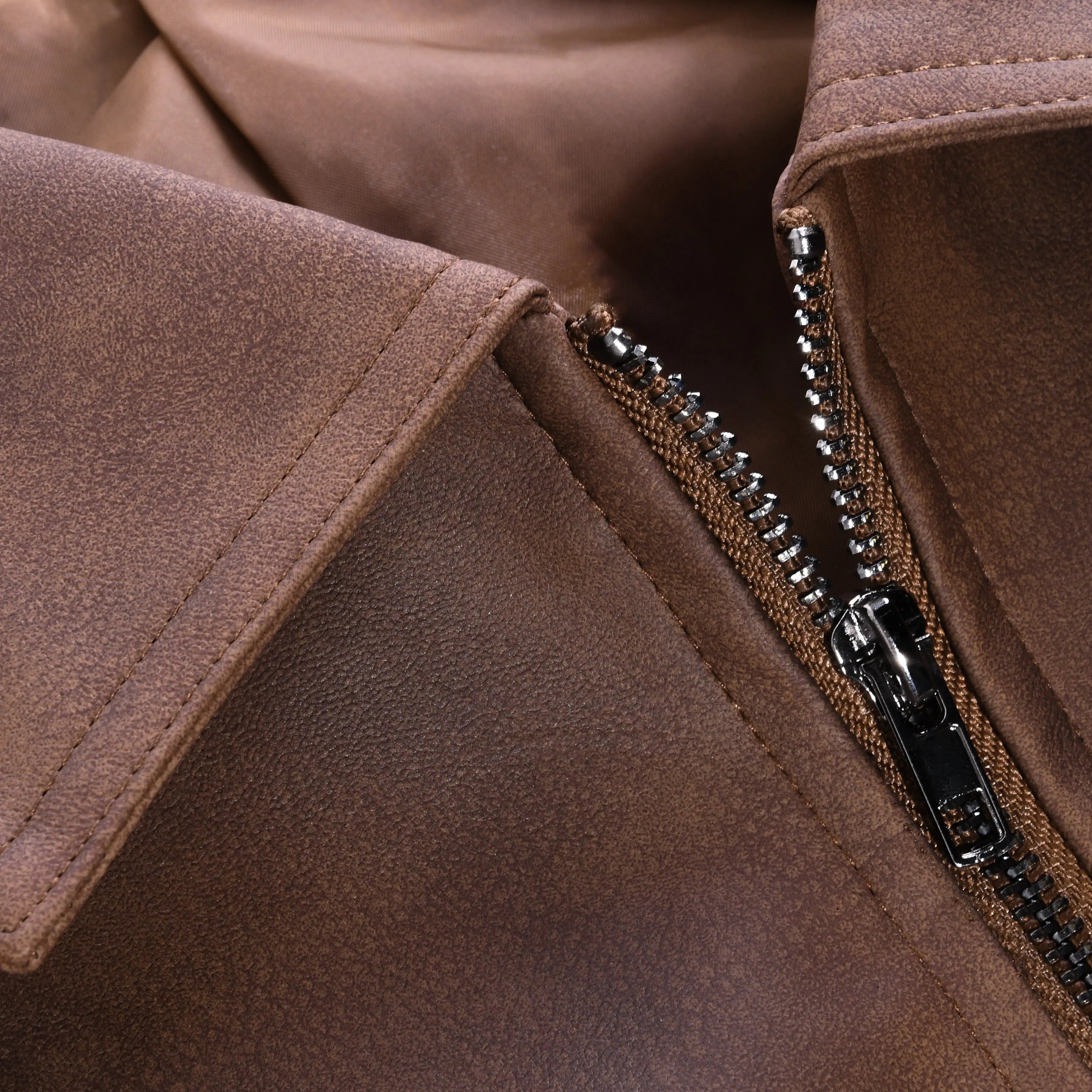 Jacket Suede Zip Up Trucker Side Pockets