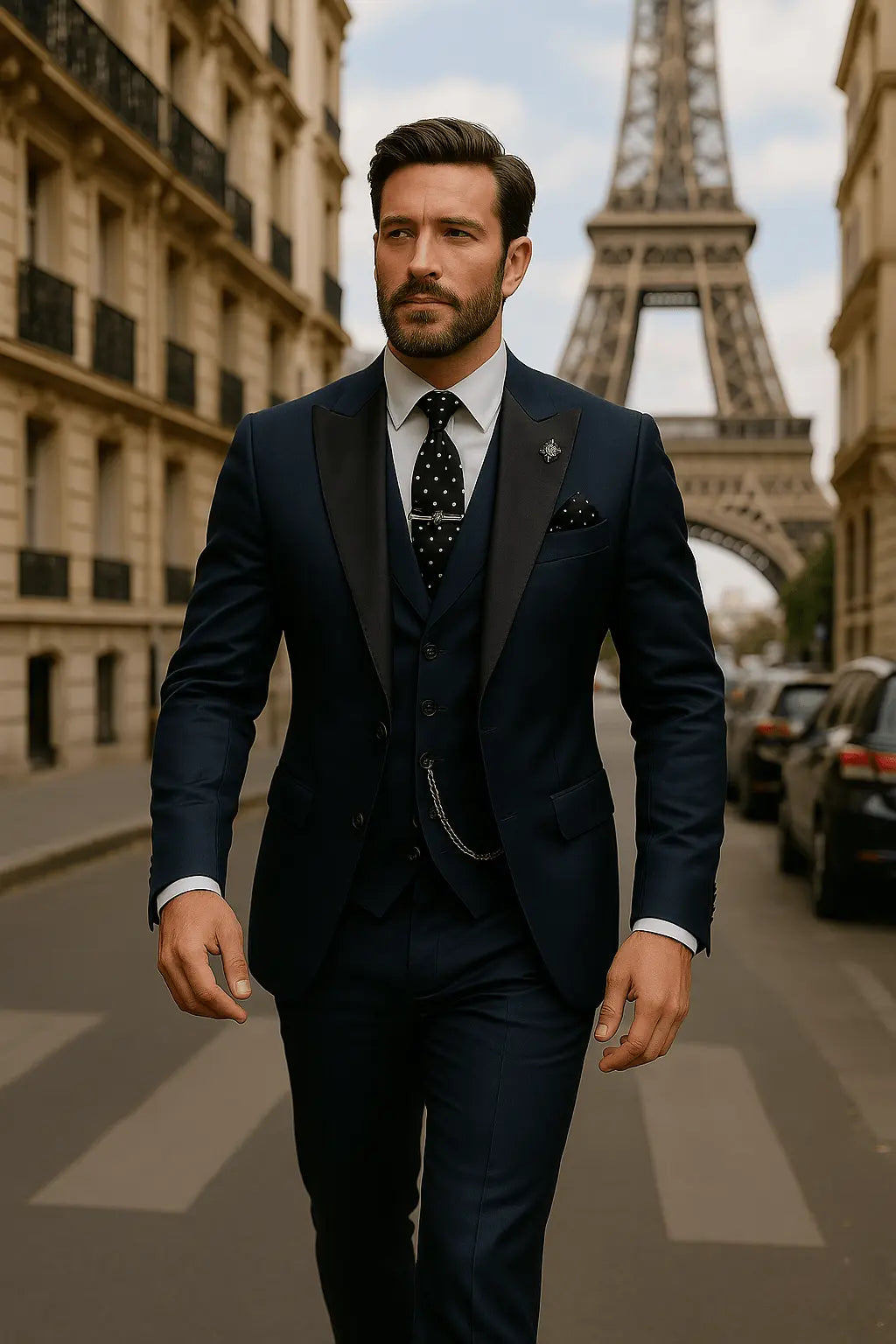Ensemble de costume trois pièces coupe slim pour homme en tissu tissé gilet et veste ajustée formel