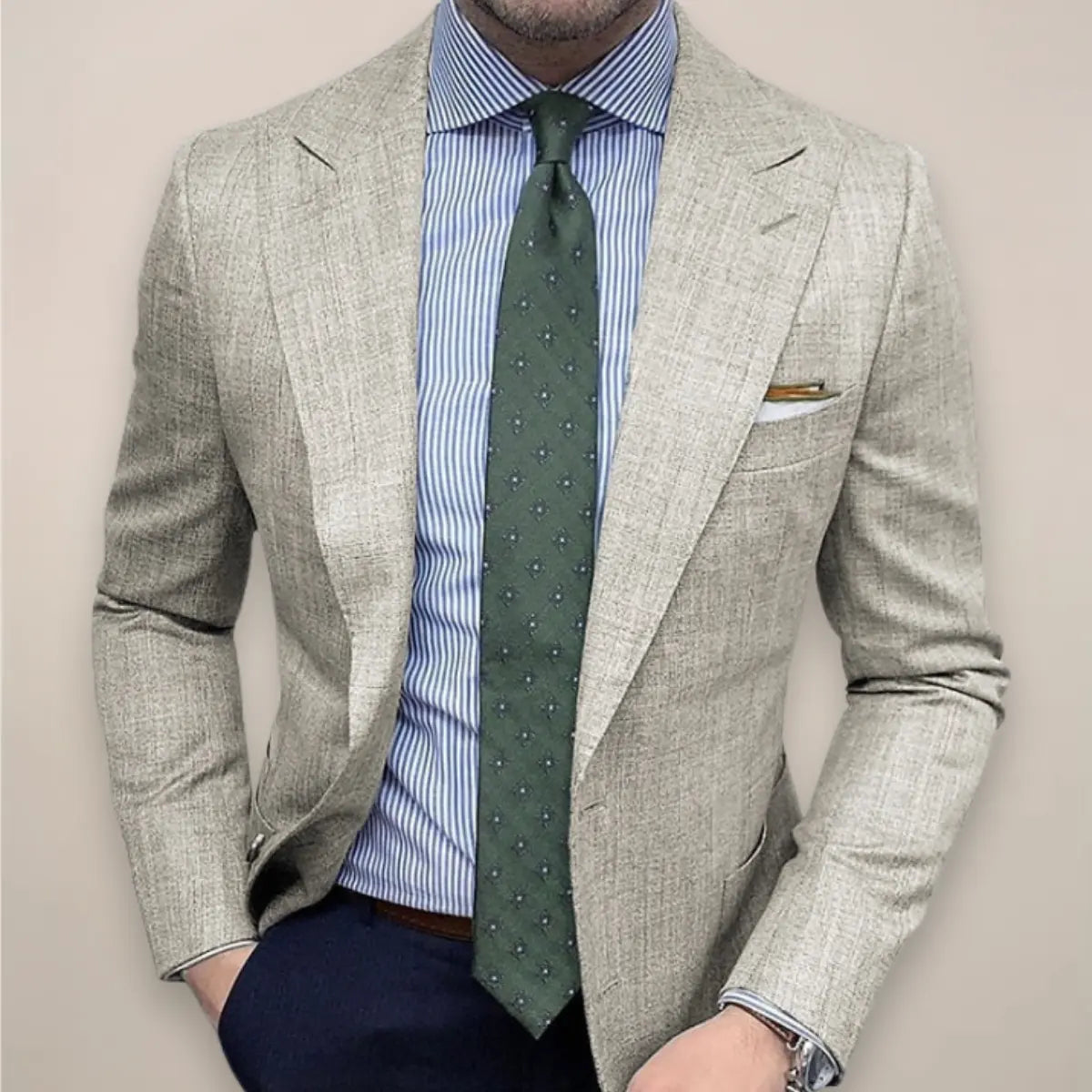 Blazer Slim Fit Two Button Notch Lapel Breast Pocket