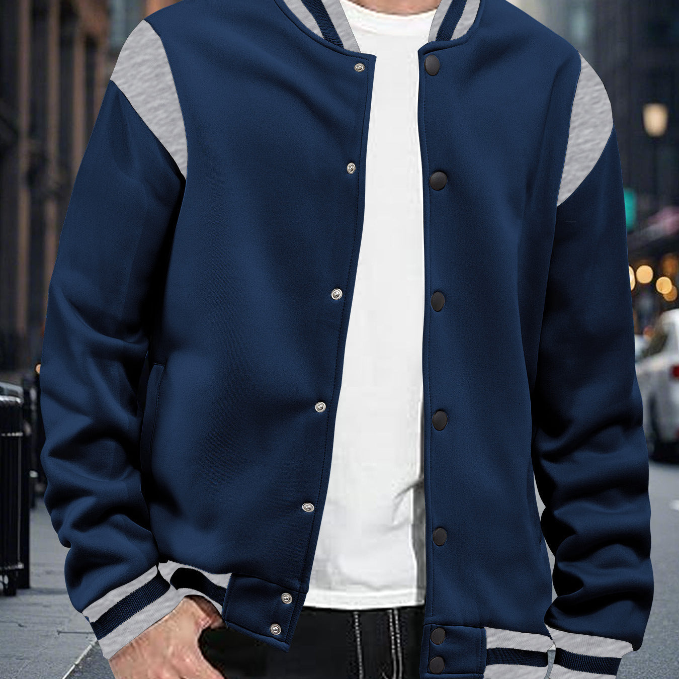 Men's Fleece Lined Bomber Jacket Stand Collar
