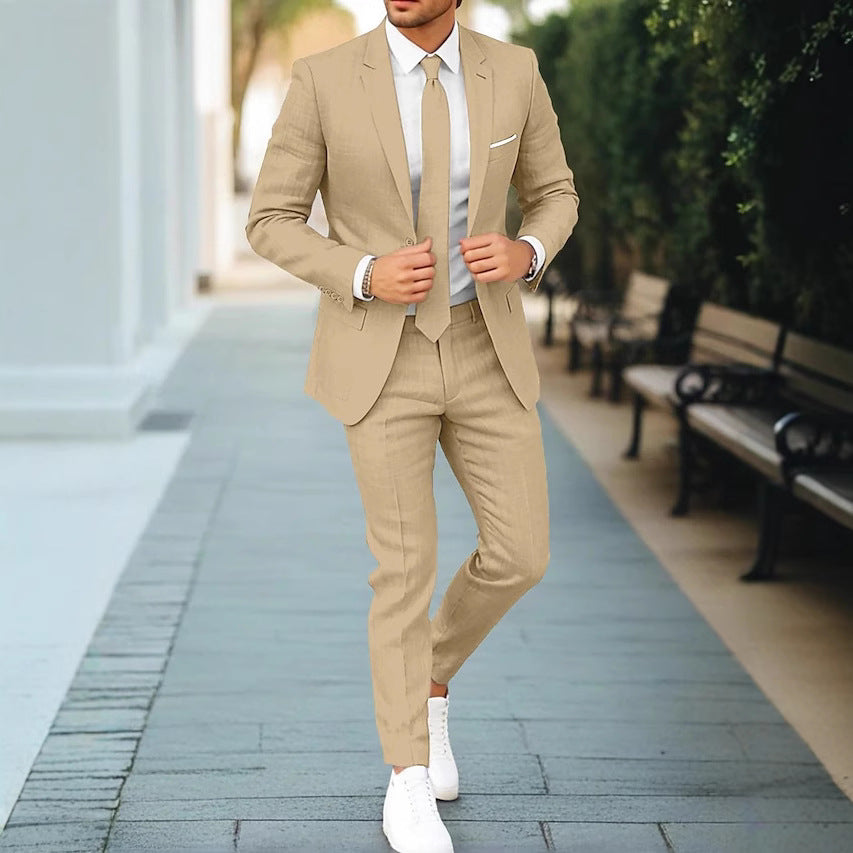 Men's Linen Suit Slim Fit Summer Tailored