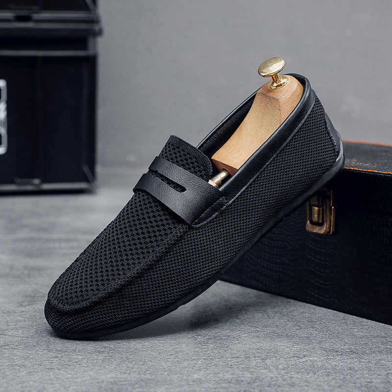 Mesh Loafers Breathable Mesh Upper Leather Strap Slip On Casual Summer