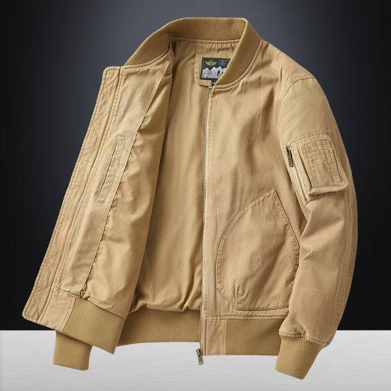 Men's Bomber Jacket Loose Fit Baseball Collar