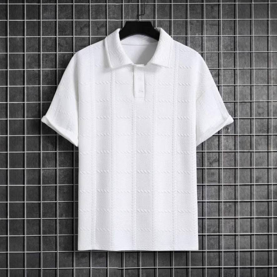 Men's Polo Shirt Knit Fabric Open Collar Short Sleeve Tailored Fit