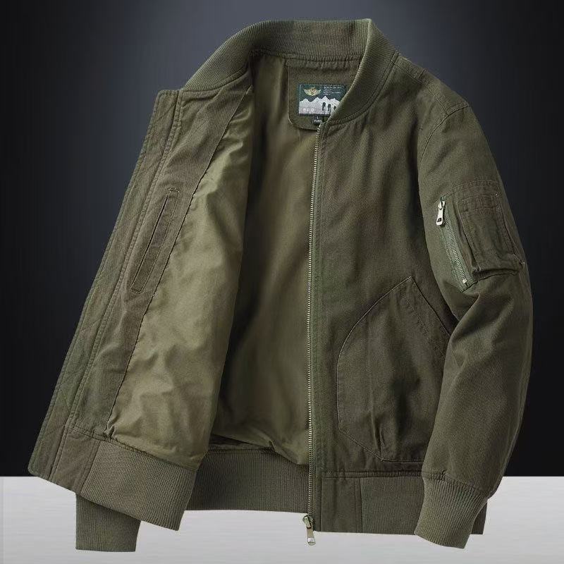 Men's Bomber Jacket Loose Fit Baseball Collar