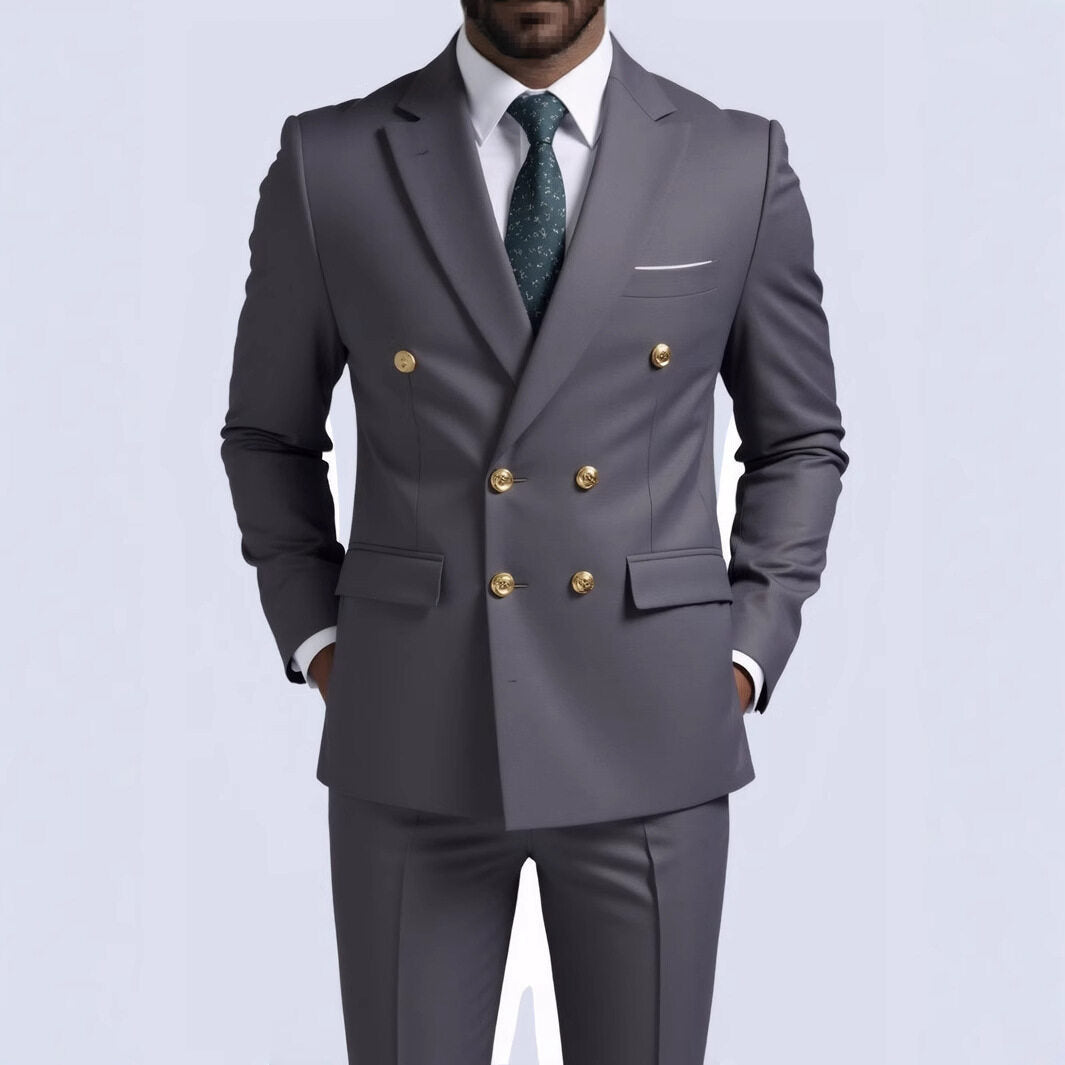 Men's Double Breasted Suit Blazer Peak Lapel