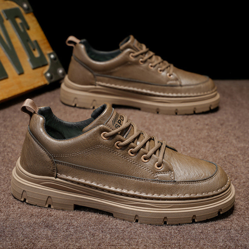 Men's Leather Shoes Chunky Sole Lace Up