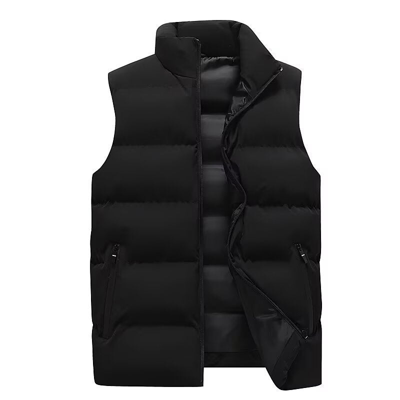 Men's Puffer Vest Stand Collar Zip Front