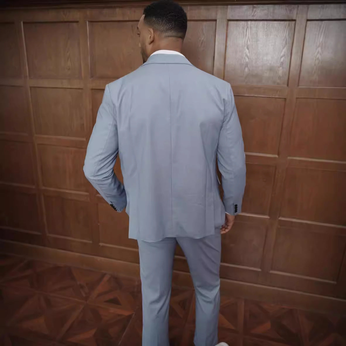 Suit Woven Fabric Notch Lapel Slim Fit Two Piece
