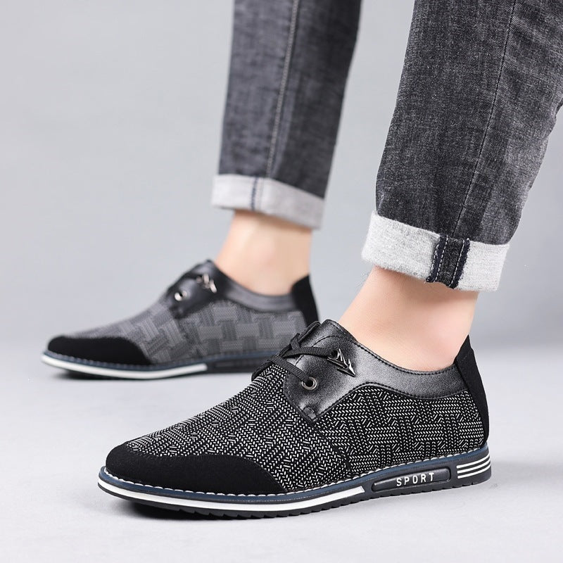 Men's Leather Shoes Lace Up Low Top