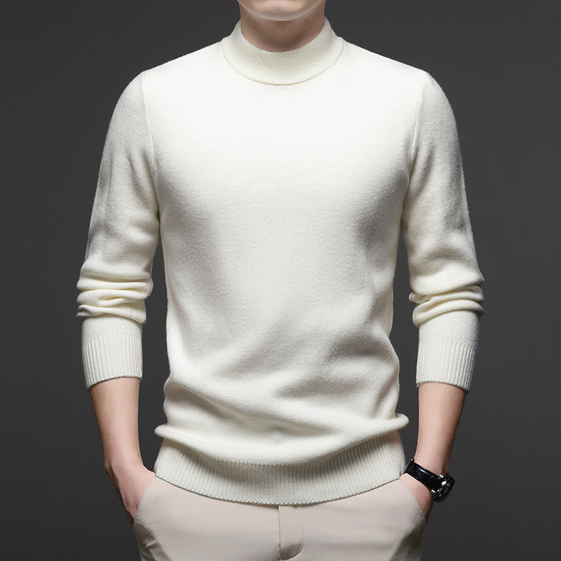 Men's Ribbed High Neck Jumper Slim Fit Knitted Long Sleeve