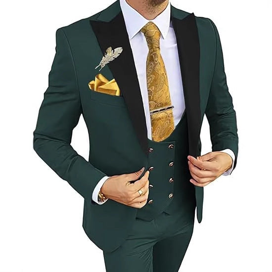 Men's Double Breasted Suit Slim Fit Peak Lapel