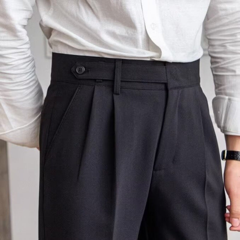 Trousers Silk Cotton Blend High Waist Tailored Fit